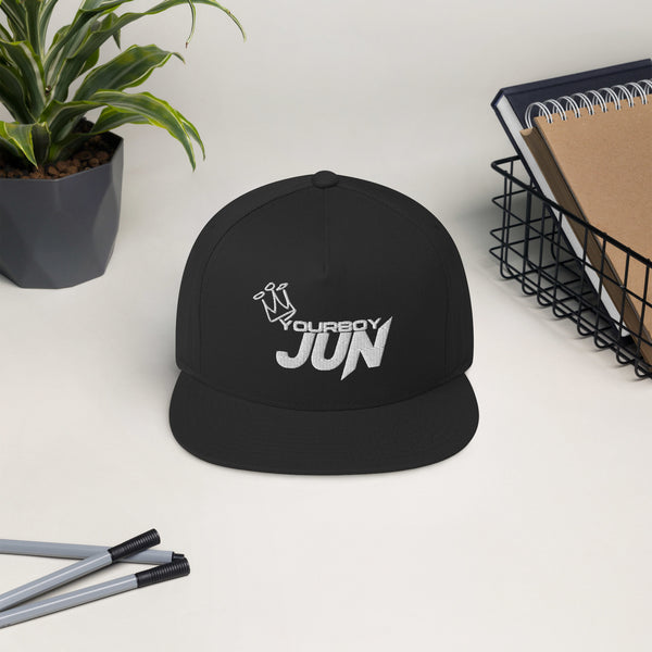 YourBoyJun Flat Bill Cap – Embroidered Streetwear Snapback Hat